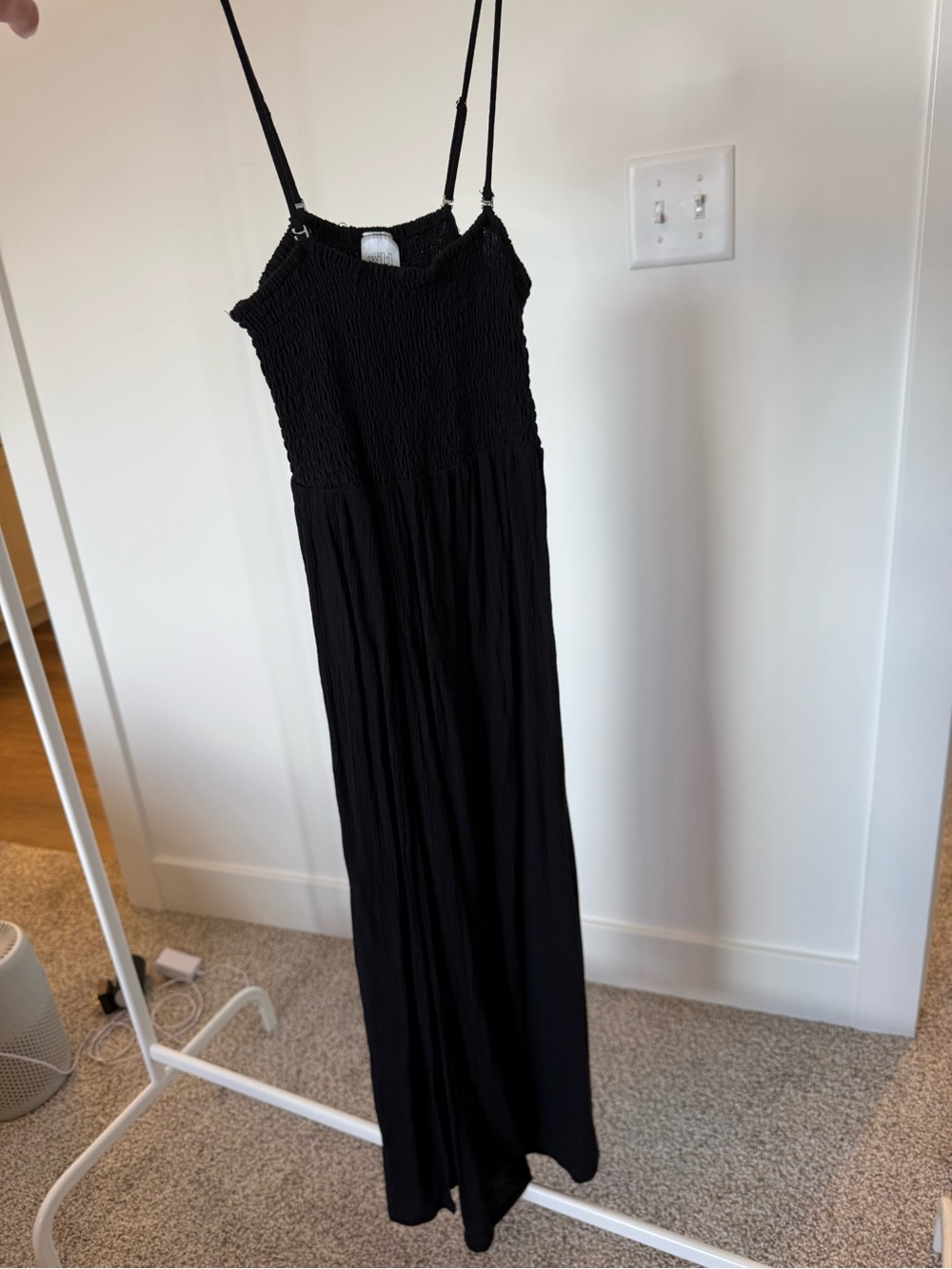 wild fable Black Smocked Maxi Dress with Adjustable Straps